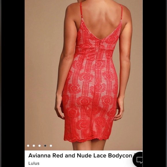 Lulus Avianna Red & Nude Lace Bodycon mini Dress, Size XS Cocktail sleeveless - Picture 3 of 16